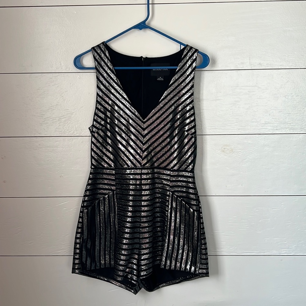 Silver & black dressy romper